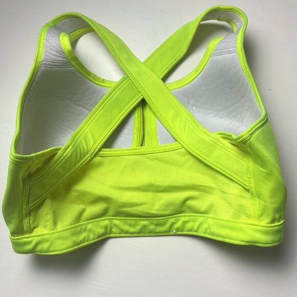 Under Armour Bright Neon Athletic Sporty Logo Cross Strap Sports Bra Sz L - Picture 2 of 11